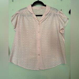 Flutter Sleeve Pink Eyelet Lace Blouse